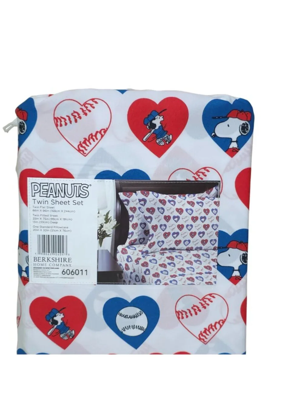 Peanuts Snoopy Twin Sheet Set Summer Heart Baseball Softball Kids by Berkshire